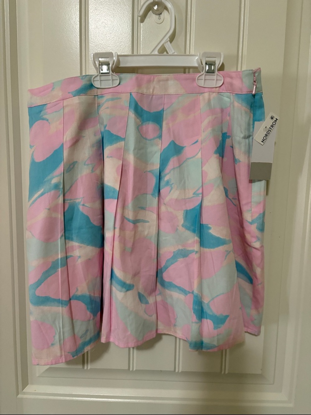 NWT Nordstrom Pastel Pink and Blue Pleated A-Line Skirt